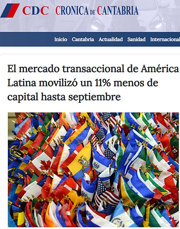 El mercado transaccional de Amrica Latina moviliz un 11% menos de capital hasta septiembre